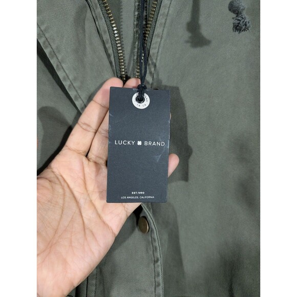 NWT Lucky Brand Jacket Women L Green Hooded Utility Full Zip Military Field - Picture 3 of 8